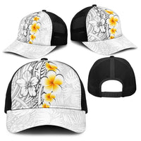 White Tropical Plumeria With Galaxy Polynesian Art Baseball Net Cap - Polynesian Pride