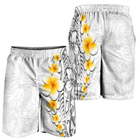 White Tropical Plumeria With Galaxy Polynesian Art Shorts for Men - Polynesian Pride