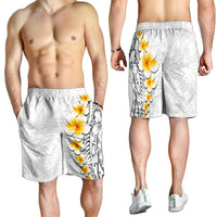 White Tropical Plumeria With Galaxy Polynesian Art Shorts for Men - Polynesian Pride