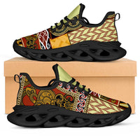 Yellow Aotearoa Kowhaiwhai Pattern Clunky Sneakers NZ Maori Quilt Style - Polynesian Pride