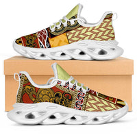 Yellow Aotearoa Kowhaiwhai Pattern Clunky Sneakers NZ Maori Quilt Style - Polynesian Pride