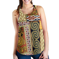 Yellow Aotearoa Kowhaiwhai Pattern Women Racerback Tank NZ Maori Quilt Style - Polynesian Pride