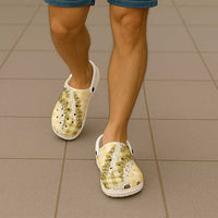 Yellow Hawaii Palaka Clogs Shoes Hawaiian Honohono Lei