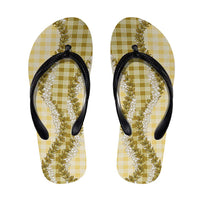 Yellow Hawaii Palaka Flip Flops Hawaiian Honohono Lei LT05 Yellow - Polynesian Pride