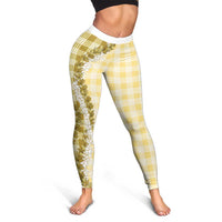 Yellow Hawaii Palaka Leggings Hawaiian Honohono Lei LT05 - Polynesian Pride