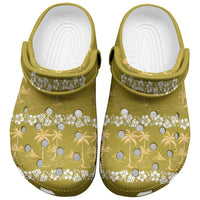 Yellow Hawaii Palm Tree Hibiscus Clogs Shoes Fantasy Summer Vibe