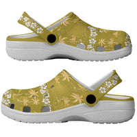 Yellow Hawaii Palm Tree Hibiscus Clogs Shoes Fantasy Summer Vibe
