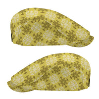 Yellow Hawaiian Quilt Jeff Hat Hawaii Pineapple Monstera Palaka Motifs - Polynesian Pride