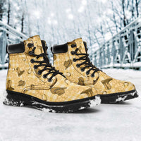 Yellow Palaka Hawaii Cowboy All Season Boots Puakenikeni Lei Paniolo Papale Seamless Vibes - Polynesian Pride