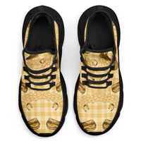 Yellow Palaka Hawaii Cowboy Clunky Sneakers Puakenikeni Lei Paniolo Papale Seamless Vibes - Polynesian Pride