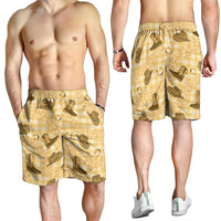 Yellow Palaka Hawaii Cowboy Shorts for Men Puakenikeni Lei Paniolo Papale Seamless Vibes - Polynesian Pride