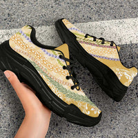 Yellow Palaka Hawaii Leis Chunky Sneakers Hawaiian-plaid Elegant Tropical Vibes