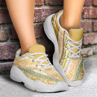 Yellow Palaka Hawaii Leis Chunky Sneakers Hawaiian-plaid Elegant Tropical Vibes