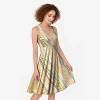 Yellow Palaka Hawaii Leis Midi Dress Hawaiian-plaid Elegant Tropical Vibes - Polynesian Pride