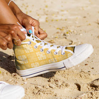 Yellow Palaka Quilt Hawaii High Top Shoes Traditional Hawaii-plaid Pattern - Polynesian Pride