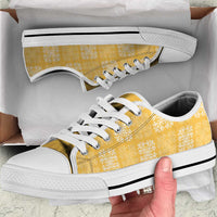 Yellow Palaka Quilt Hawaii Low Top Shoes Traditional Hawaii-plaid Pattern - Polynesian Pride