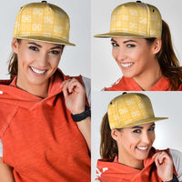 Yellow Palaka Quilt Hawaii Snapback Cap Traditional Hawaii-plaid Pattern - Polynesian Pride