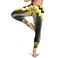 Yellow Taniko Aotearoa Leggings Niho Taniwha Mix Poutama LT14