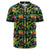 Tropical Pattern With Pineapples, Palm Leaves And Flowers Baseball Jersey Black - Polynesian Pride
