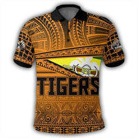 Custom Lae Snax Tigers Polo Shirt Flag Tapa Pattern Stronic Style - Polynesian Pride