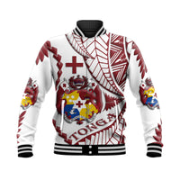 (Custom Personalised) Tonga Emancipation Day Baseball Jacket Kupesi Pattern No.1 White LT9 Unisex - Polynesian Pride