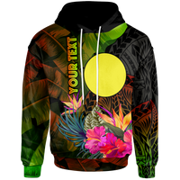 Palau Polynesian Custom Hoodie Hibiscus and Banana Leaves Unisex Reggae - Polynesian Pride