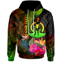 Vanuatu Polynesian Custom Hoodie Hibiscus and Banana Leaves Unisex Reggae - Polynesian Pride