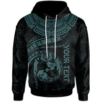 Tonga Polynesian Custom Hoodie Tonga Waves (Turquoise) Unisex Black - Polynesian Pride