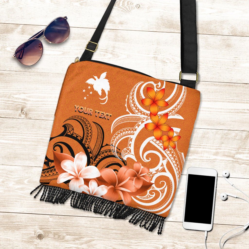 Custom Papua New Guinea Personalised Boho Handbag - PNG Spirit One Style One Size Orange - Polynesian Pride
