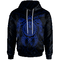 Tahiti Polynesian Custom Hoodie Vintage Polynesian Turtle (Blue) Unisex Blue - Polynesian Pride