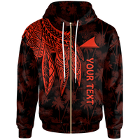 Tokelau Polynesian Custom Zip up Hoodie Polynesian Wings (Red) Unisex Red - Polynesian Pride