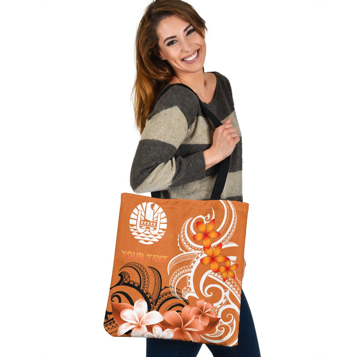 Custom Tahiti Personalised Tote Bags - Tahitians Spirit Tote Bag One Size Orange - Polynesian Pride