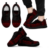 Nauru Sneakers - Nauru Polynesian Chief Tattoo Deep Red Version Unisex Black - Polynesian Pride