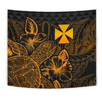 Wallis And Futuna Tapestry - Turtle Hibiscus Pattern Gold - Polynesian Pride