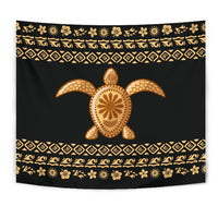 Hawaii Traditional Turtle Pattern Tapestry Wall Tapestry Black - Polynesian Pride