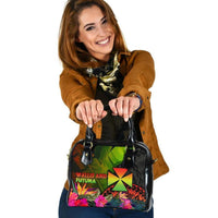 Wallis and Futuna Polynesian Shoulder Handbag - Hibiscus and Banana Leaves One Size Reggae - Polynesian Pride