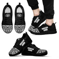 American Samoa Sneakers - American Samoa Seal Polynesian Tattoo Black White Unisex Black - Polynesian Pride