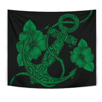 Anchor Green Poly Tribal Tapestry Wall Tapestry Green - Polynesian Pride