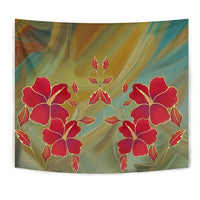 Hibiscus Water Color Tapestry Wall Tapestry Yellow - Polynesian Pride