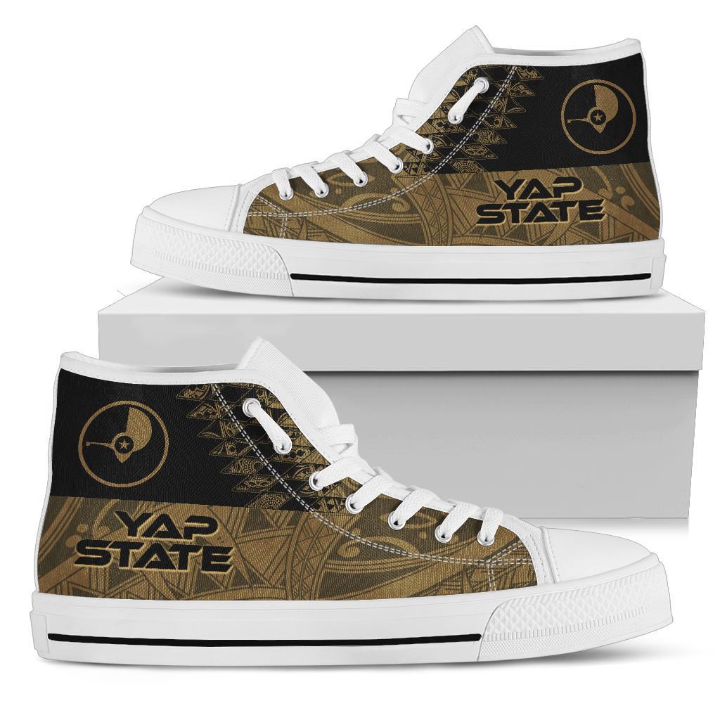 Yap State High Top Shoes - Gold Color Symmetry Style Unisex Black - Polynesian Pride