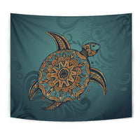 Turtle Flower Pattern Culture Tapestry Wall Tapestry Green - Polynesian Pride