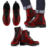Papua New Guinea Leather Boots - Polynesian Tattoo Red Red - Polynesian Pride