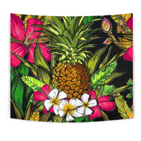 Hawaii Tropical Flowers Pineapple Tapestry - Polynesian Pride