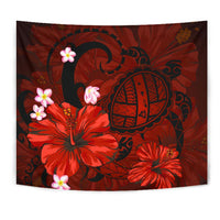 Hawaii Turtle Poly Tribal Red Tapestry - Polynesian Pride