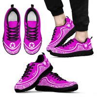Niue Wave Sneakers - Polynesian Pattern White Pink Color Men's Sneakers - Black - Niue Black - Polynesian Pride