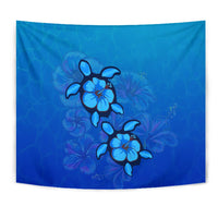 Turtle Hibiscus Ocean Tapestry Wall Tapestry Blue - Polynesian Pride