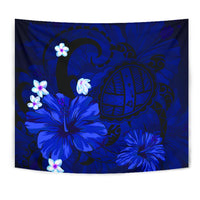 Hawaii Turtle Poly Tribal Blue Tapestry - Polynesian Pride