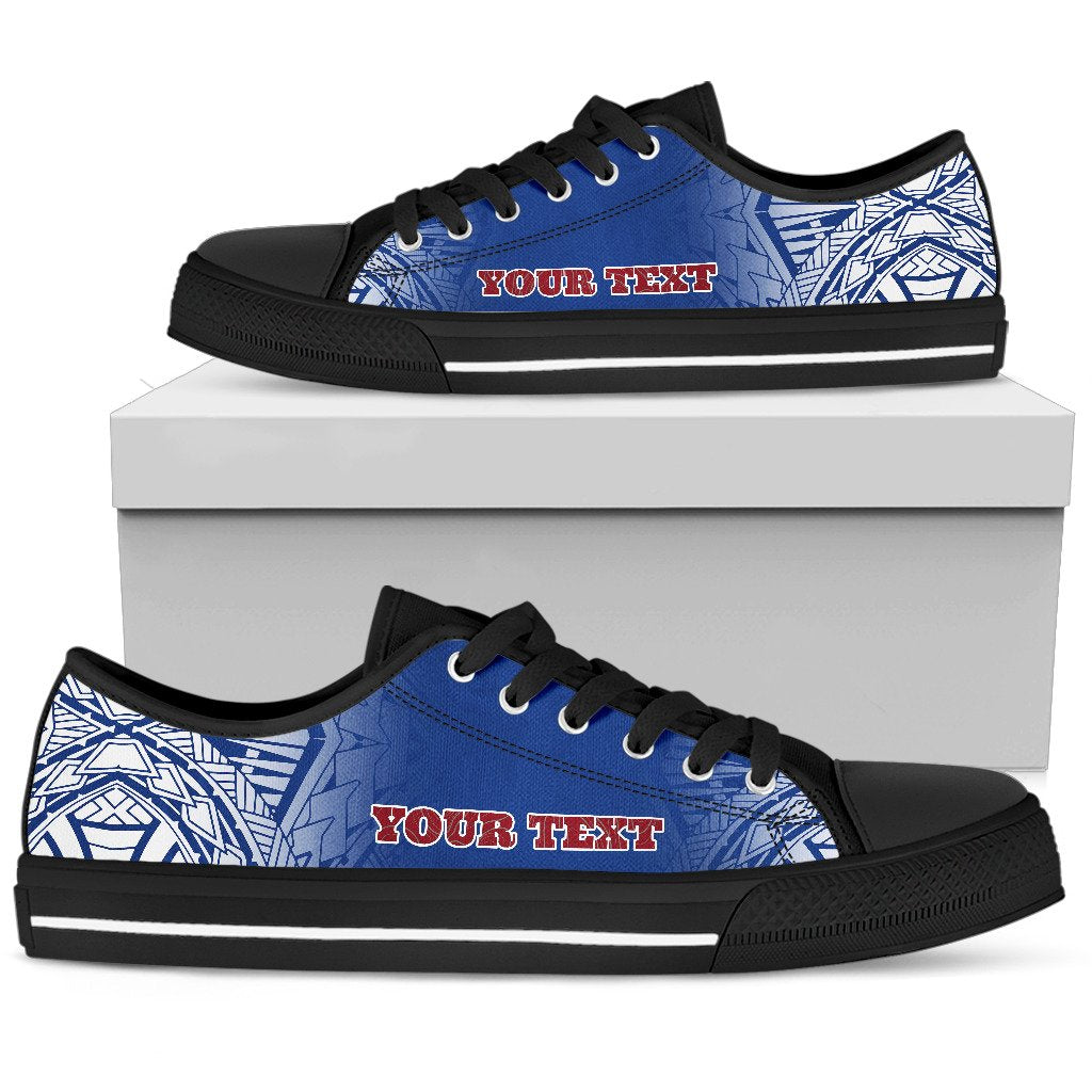 Samoa Custom Personalised Low Top Shoe - Polynesian Fog Blue - Polynesian Pride