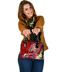American Samoa Polynesian Shoulder Handbag - Turtle Plumeria (Red) - Polynesian Pride