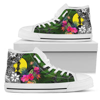 New Caledonia High Top Shoes - Turtle Plumeria Banana Leaf Unisex White - Polynesian Pride